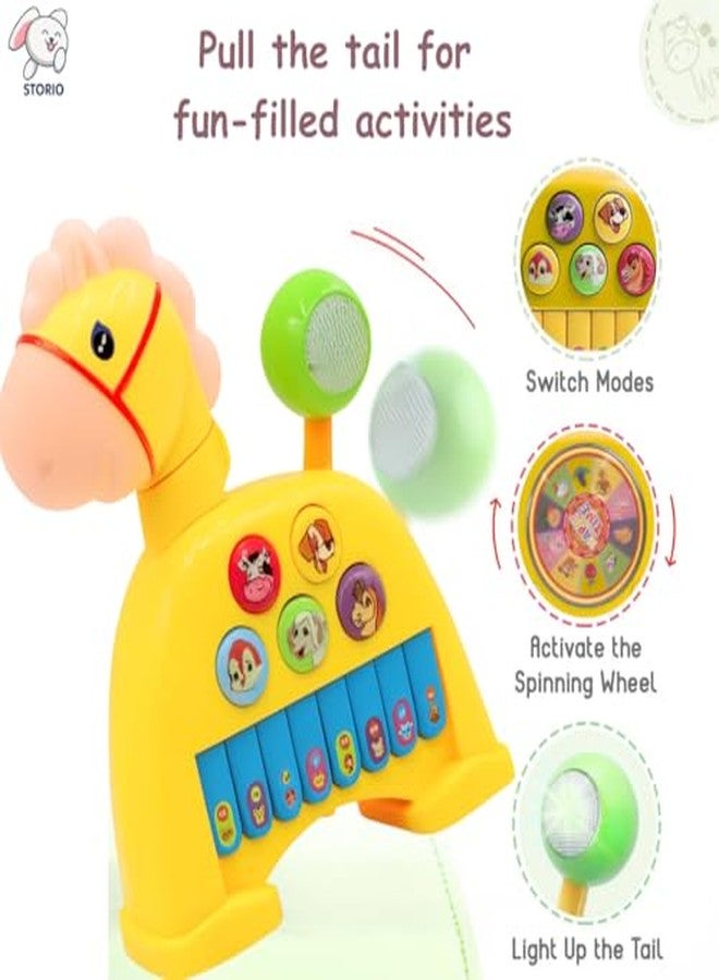 Storio Musical Light & Sound Horse Piano with 5 Modes of Animal Sound (Colour May Vary)| Soothing Melodies| Interactive Modes| Spinning Wheel| Ideal Gifting Option - Image 4